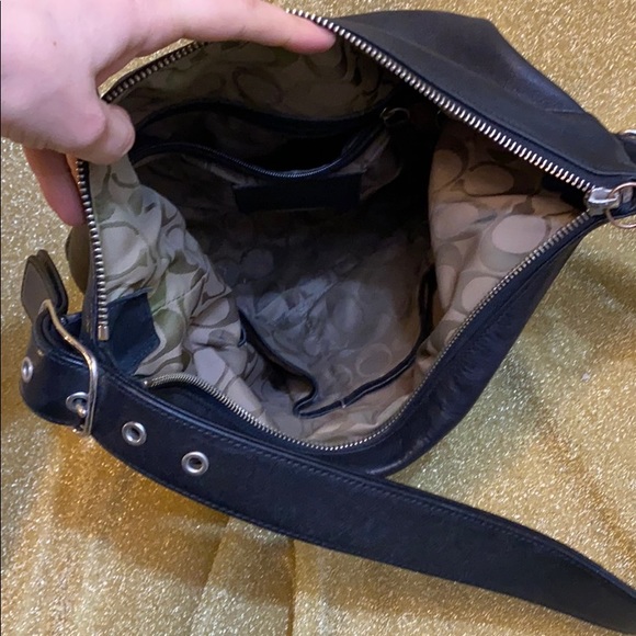 SOLDSOLDSOLD COACH satchel black w silver - Picture 3 of 4